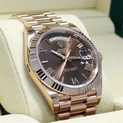 replica rolex day date everose chocolate dial|rolex everose gold day date.